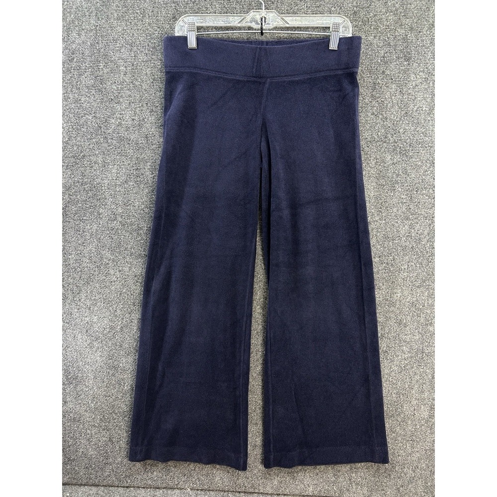 VTG Y2K Juicy Couture Low Rise Velour Track Pants Sz S Flare USA Made Navy Blue